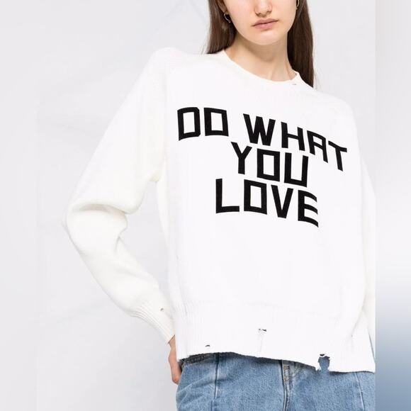 NWOT Golden Goose Delilah Do What You Love Distressed Sweater Women’s Size S - Picture 1 of 15